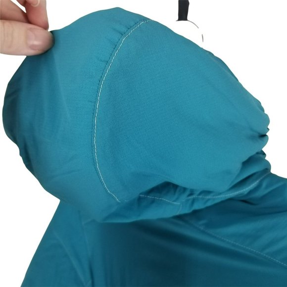 Patagonia Womens M Medium Teal Nano Air Hoody Jacket Coat Yellow Lining Quilted - Picture 9 of 12